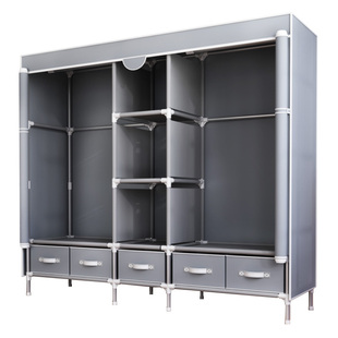 简易衣柜出租房用大容量布艺衣柜结实耐用卧室防尘收纳钢管挂衣柜