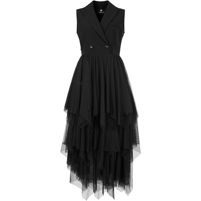 曼德诗黑色纱裙不规则