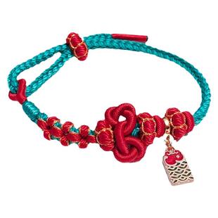 文昌结手绳手工编织红绳花朵上岸手绳本命年可穿珠考试手链手编绳