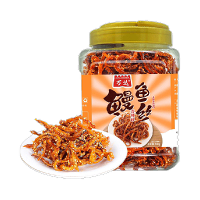 万达香辣鳗鱼丝500g即食海鲜肉类蜜汁香辣鱼干海味休闲零食