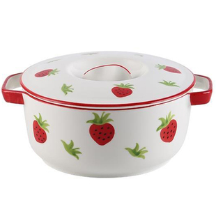 陶瓷泡面碗带盖家用学生宿舍可爱双耳汤碗螺丝粉碗沙拉碗可微波炉