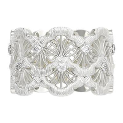 Mouhooland/暮后之地明星同款双层蕾丝扇形戒指原创设计925银指环