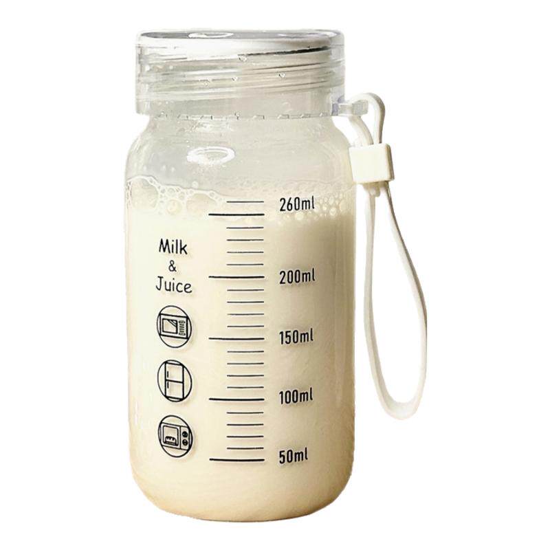 牛奶杯耐高温玻璃学生便携可微波豆浆杯子家用带盖刻度杯密封水瓶