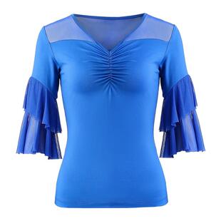 朵俏拉丁舞练功服秋季新款舞服上衣女舞蹈服摩登舞演出服高级舞衣