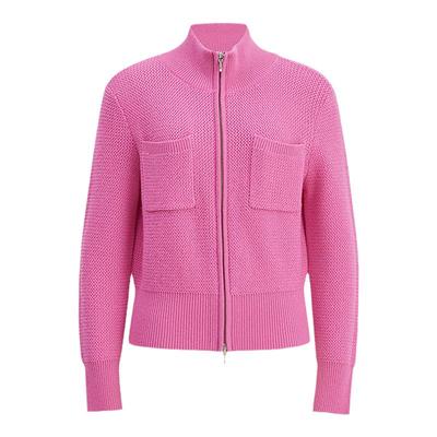 【商场同款】AUM噢姆冬季精纺羊毛针织拉链时尚优雅高领开衫女款