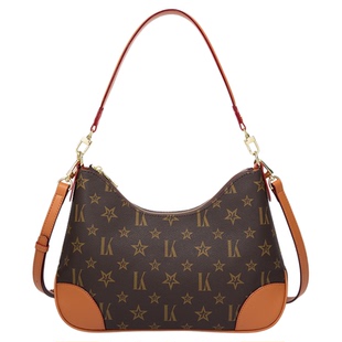 LANVERA轻奢包包正品老花牛角包新款2026单肩包腋下包通勤大容量