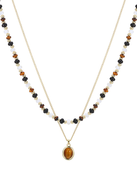 秋冬美拉德虎眼石串珠叠戴项链