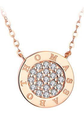 玫瑰金莫桑钻银项链女款2024新款女999纯银正品轻奢小众女士银饰