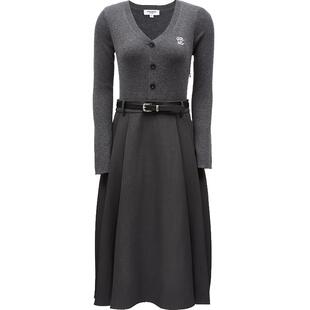 Vero Moda连衣裙2026春季新款轻熟法式绵羊毛桑蚕丝针织百褶长裙