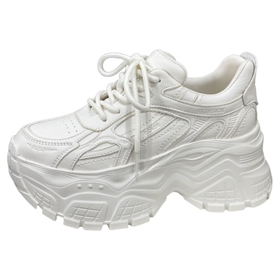 欧洲站2025新款真皮松糕厚底小白鞋欧货增高爆款白色休闲老爹鞋女