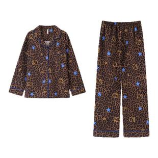 琥珀流光风豹纹睡衣甜美KT猫云朵棉长袖可外穿套装2026超火家居服