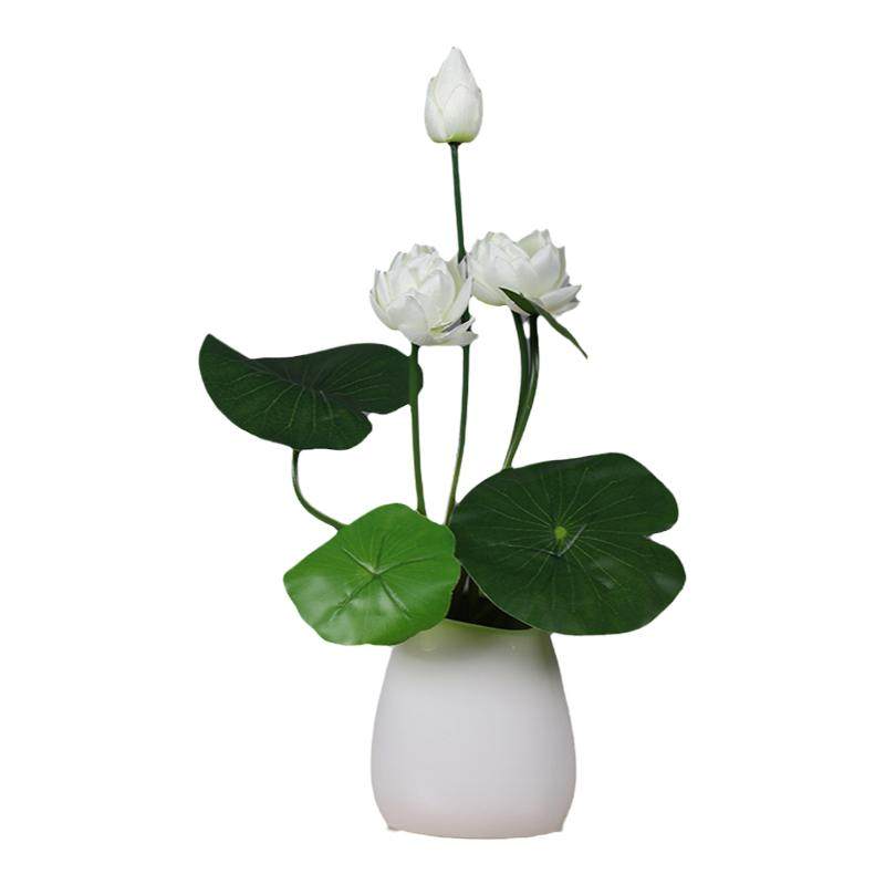 荷花仿真花绢花装饰品陶瓷花瓶