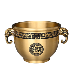 黄铜象鼻缸摆件财缸家用客厅聚宝盆铜米缸存钱罐铜百福缸招聚米缸