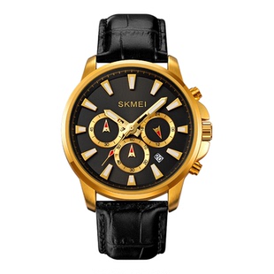 时刻美三眼六针单日历手表男士学生腕表商务运动防水石英表夜光潮