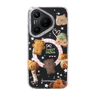PaPaPa制造局 华为小熊饼干可爱原创透明细闪适用于华为mate70手机壳P70P华为mate60pro保护套