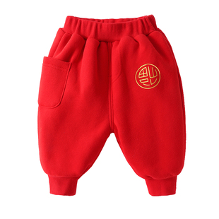 宝宝拜年服男童过年衣服婴儿加绒裤子新年装儿童周岁礼服中国风冬