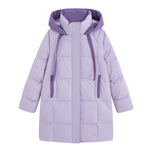 300斤胖莹莹大码女装撞色时尚加厚休闲宽松保暖中长款连帽羽绒服