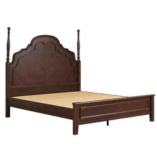 全友家居2025新款美式复古风实木床1米8双人床女孩卧室公主床1米5