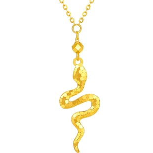 周六福黄金5G计价足金链坠碎碎金灵动舞蛇女款项链新年礼物