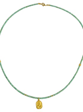 天然绿松石项链八大守护神锁骨链