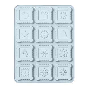 新品 12连不同圣诞节主题造型方形板状巧克力模具烤蛋糕硅胶模具