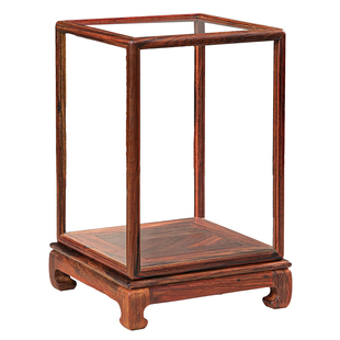 红木玻璃罩佛像观音花瓶工艺品摆件木雕防尘罩展示盒透明供佛定制