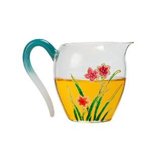金镶玉陈洪梅手绘兰花茶海高档茶具茶杯手工花语花珠分茶器玻璃