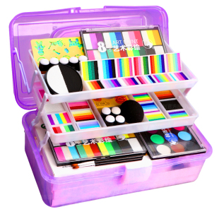 马利面部彩绘颜料六一儿童节舞台妆容脸部颜料可水洗水溶性闪亮片眼影节日彩妆膏学校表演汇演画脸工具套装
