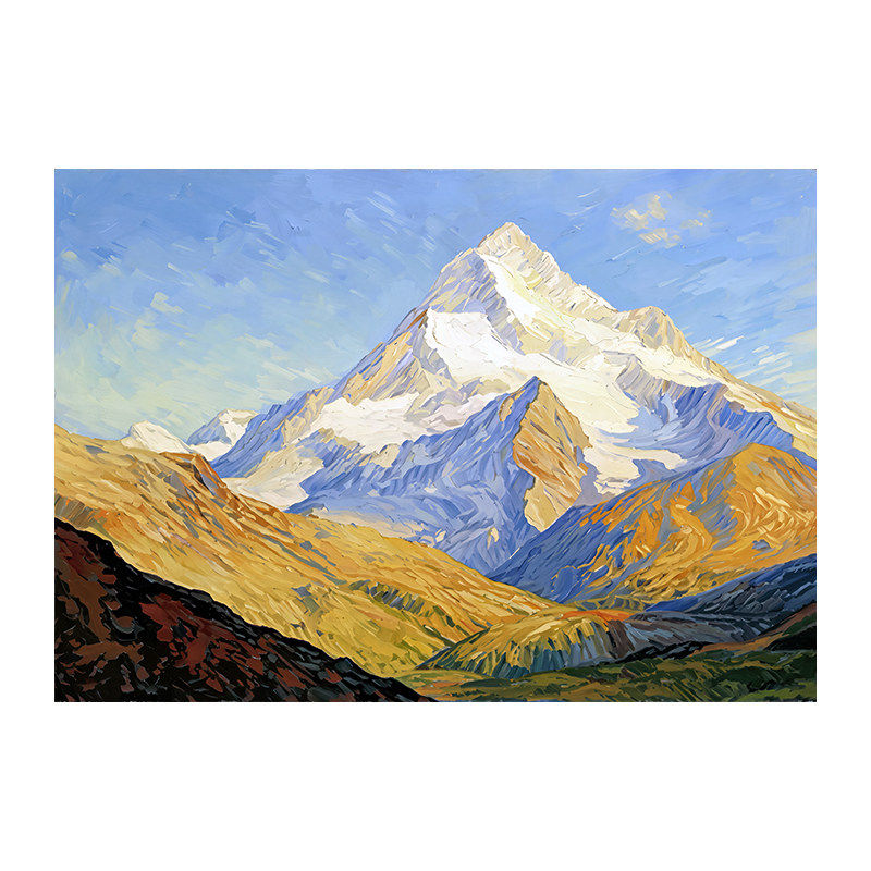 抽象风景中古风客厅沙发背景墙装饰画日照金山艺术高级感挂画酒店