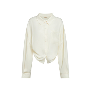 天丝衬衫女 ochirly欧时力2024新款春夏后片荷叶不规则设计感上衣