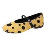 3cm真皮马毛低跟黄色浅口玛丽珍鞋女内增高平底圆头拼色波点单鞋