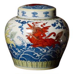 观复仿明成化手绘斗彩海兽天字罐馆复刻馆藏景德镇瓷器高档礼品