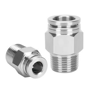 304不锈钢快速接头气动8mm气管快插直通高压高温PC8-01/PL6-02/03