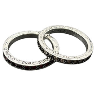 925纯银克罗伈复古3MM白钻戒指男女十字架粉钻情侣对戒经典款指环