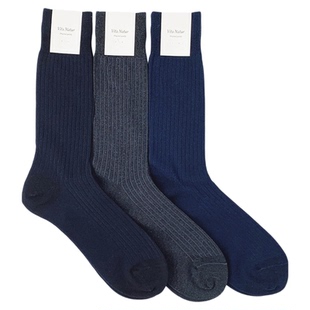 日本制Vita Natur男士商务正装休闲中筒细条纹纯色棉袜防脱落除臭