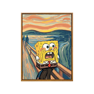 呐喊海绵宝宝蜡笔小新diy数字油画手工绘填充涂色世界名画装饰画