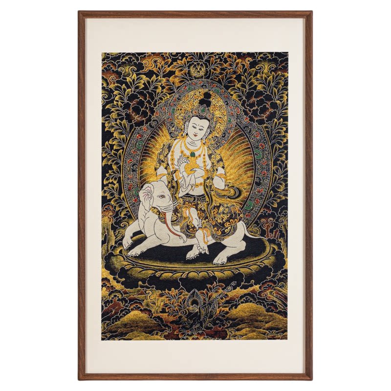 普贤菩萨,刺绣唐卡背景墙装饰画