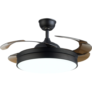 北欧吊扇灯餐厅隐形扇简约客厅电风扇吊灯卧室护眼变频黑色风扇灯