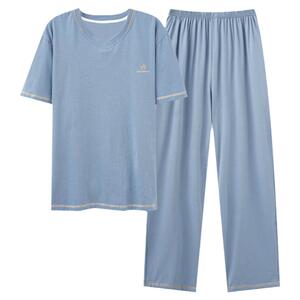 帕兰朵睡衣男款夏季莫代尔短袖薄款夏天冰丝简约大码家居服套装