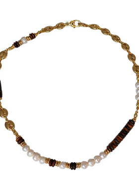 XMR虎眼石猪鼻子珍珠项链