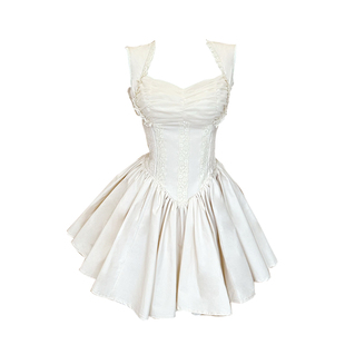 Lazy Didi月岛弥生 杏粉色公主鱼骨蓬蓬裙高定生日礼裙仙女连衣裙