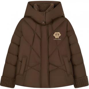 TeenieWeenie小熊女装羽绒服冬季休闲时髦甜萌仿羊羔毛拼接外套