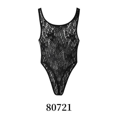 F 26447 Mens Sheer Lace Bodysuit 男士透明蕾丝连体衣跨境