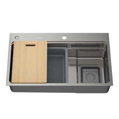 九牧卫浴厨房加厚304不锈钢水槽瀑布大单槽抑菌台下