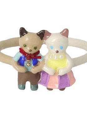 专柜正品Ayatorie可爱猫咪万圣节钓鱼秋千耳环指环日本制礼盒装