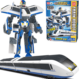 狮校尉和谐号列车超人变形玩具儿童二合体机器人男孩高铁金刚机甲