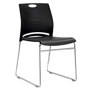 简易休闲培训椅实心钢筋架洽谈椅无扶手弓形会议椅可叠落塑钢椅子