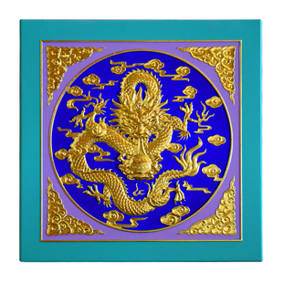 中式古建盘龙铝合金吊顶寺庙佛堂彩绘棚顶装修浮雕天花板吊顶材料