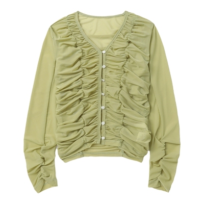 RAYBEAMS褶饰微透开衫摩登时尚