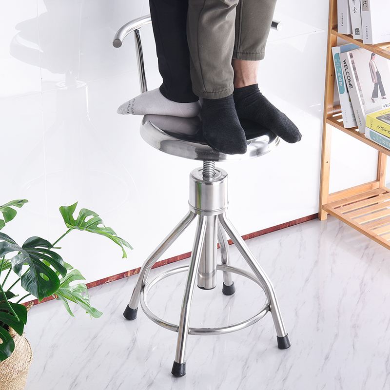 不锈钢凳子流水线工作凳带靠背加厚304车间手术室升降实验室圆凳